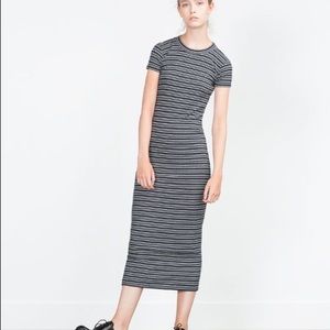 💙ribbed Zara striped midi dress